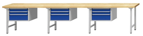 ANKE Werkbänke Kombiwerkbank, Modell 643 V, 4050 x 700 x 890 mm, RAL 7035/5010, UBP 40 mm, 411.641