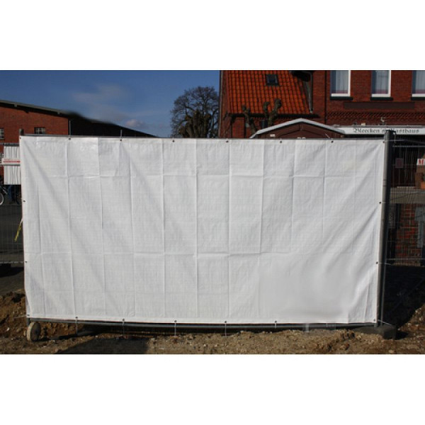 Stein HGS Bauzaunplane 1,75 x 20 m, mit Alu-Ösen, weiß, Rollenware, 12531
