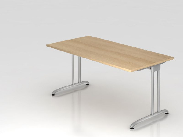 Hammerbacher Schreibtisch C-Fuß 160x80cm Eiche, horizontale Kabelwanne, Arbeitshöhe 72 cm, VBS16/E/S