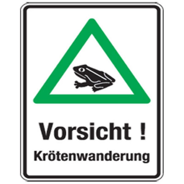 Stein HGS Natur- und Umweltschutzschild 'Vorsicht! Krötenwanderung', reflektierend (RA1), uw030007429