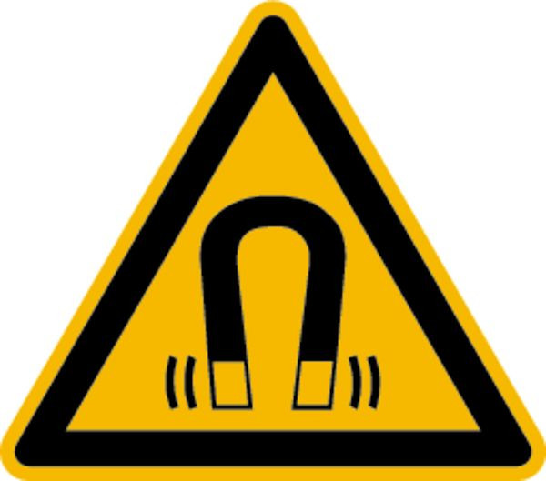 Schilder Klar Warnzeichen Warnung vor magnetischen Feldern DIN EN ISO 7010-W006, 100 mm Folie selbstklebend, 1500/61