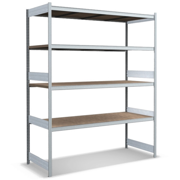 BITO Großfachregal Grundfeld Set /350kg 2499x2066x824 4 Ebenen Spanplatte verzinkt, C1255-0012