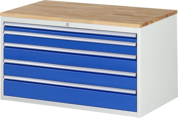 RAU Schubladenschrank Serie 7000, B1145xT650xH645mm, Schubladen: 1xH60, 1xH90, 2xH120, 1xH150mm, Buche-Massiv-Arbeitsplatte, 03-XXL3.11A-B.11