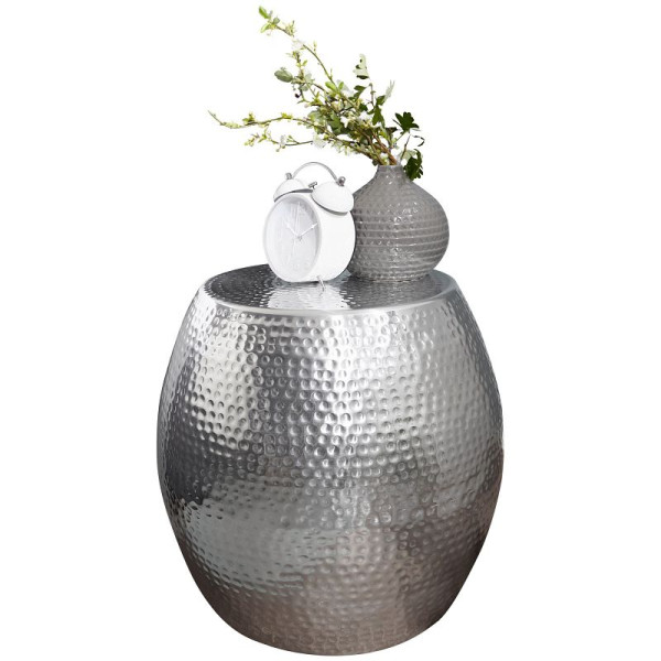Wohnling Beistelltisch PEDRO 42 x 42 x 42 cm Aluminium Silber Orientalisch Rund, WL5.466
