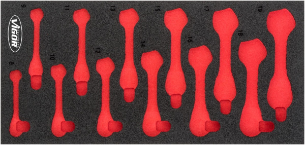 VIGOR 2-Komponenten Weichschaum-Einlagen, Einlagenmaß / Schubladengröße: S (188 x 393 x 35 mm), Verwendung: V5075, V5075-L