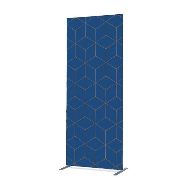Showdown Displays Textil Raumteiler Deko 100-200 Doppel Hexagon Blau-Braun ECO, ZBSLIM100-200-DSI14ECO