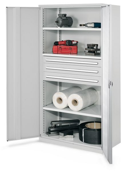 Kappes Schwerlastschrank ohne Mitteltrennwand, 1950 x 1000 x 600 mm, Mod 43, RAL 7035, Vollblechtür, 1462.06.1013