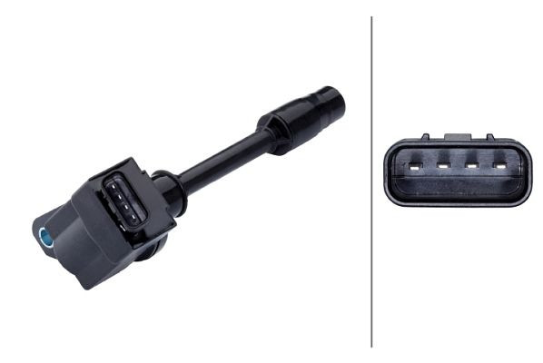 HELLA Zündspule, 14V, 4-polig, Kerzenschachtzündspule, geschraubt, 5DA 358 168-091