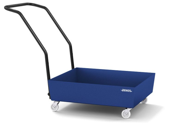 DENIOS Fahrbare Kleingebindewanne aus Stahl, 65 Liter Auffangvolumen, 1275 x 635 x 890 mm, 328397