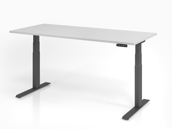 Hammerbacher Schreibtisch XDKB19, 180 x 80 cm, Platte: Grau, 25 mm dick, ABS-Dickkante, Rechteckform, Graphit, VXDKB19/5/G