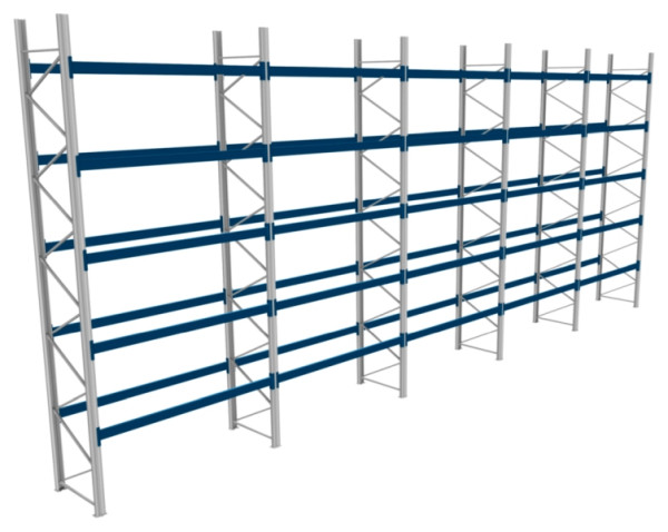 BITO Palettenregal P4 6005x1100x14300 Komplettregal, 5E, 800 RAL5010 U, 56485
