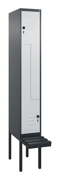 C+P Z-Spind Classic PLUS, Bank, 2 Abteile, 2120x300x815mm, 7016/7035, Drehriegel, 0800437-102 S10043