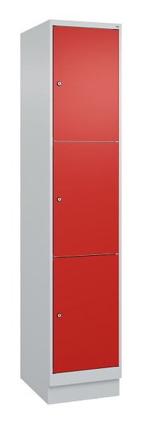 C+P Schließfachschrank Classic PLUS, Sockel, 1950x400x500mm, 7035/3020, mit 3 Fächern, 080020-123 S10002
