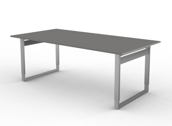 Kerkmann Schreibtisch extragroß / Besprechungstisch mit Bügelgestell, Form 5, B 2000 x T 1000 x H 680-820 mm, Grafit, 11405712