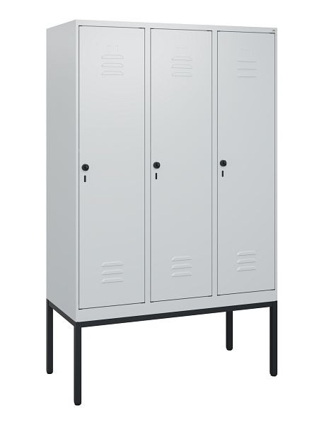 C+P Umkleidespind Classic PLUS, Gestell, 3 Abteile, 1950x1200x500mm, 7035/7035, Drehriegel, 0800305-32 S10009