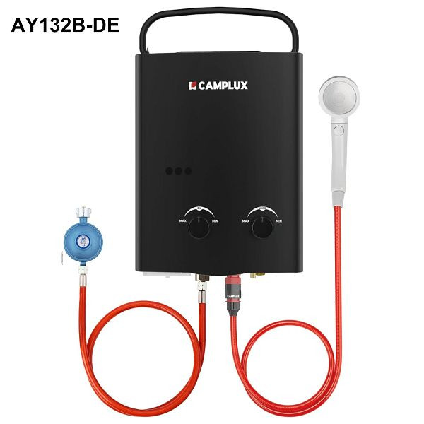 CAMPLUX 5L Tankless Gasdurchlauferhitzer Schwarz 50mbar, AY132B-DE