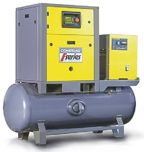 Comprag Schraubenkompressor FRD0508-270, montiert auf liegendem Behälter 270 l und, mit Kältetrockner, 0,62 m³/min, 10 bar, 11410016
