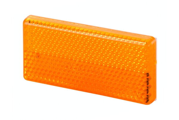 HELLA Rückstrahler, Lichtscheibenfarbe: gelb, rechteckig, geklebt/Anbau, für senkrechte Befestigung, CCC/SAE, rechts/links, 8RA 004 412-001