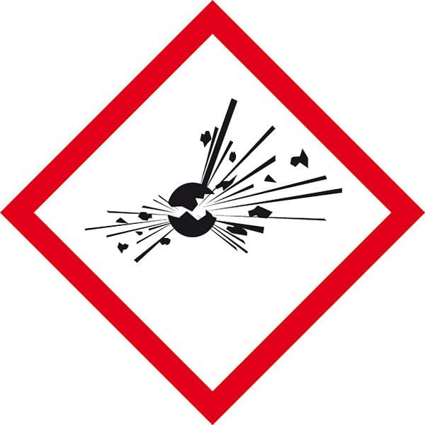 SafetyMarking GHS-Gefahrenpiktogramm, Symbol 01: explodierende Bombe, BxH 2,6x2,6 cm, Folie, selbstklebend, VE: 500 Stück/Rolle, 31.3545-01