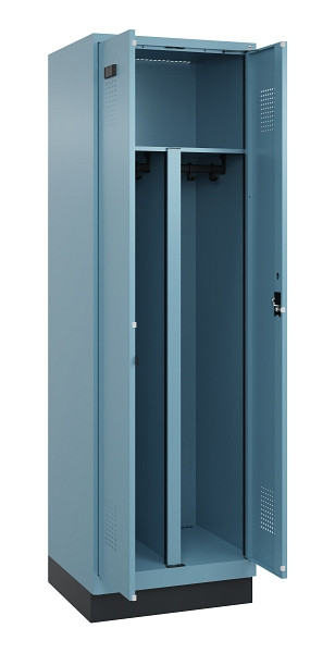 C+P PSA Schwarz-Weiß-Spind Evolo PLUS, mit Sockel, 2 Abteile, 1950x600x500mm, 00, Zylinderschloss, 049022-20P S10048
