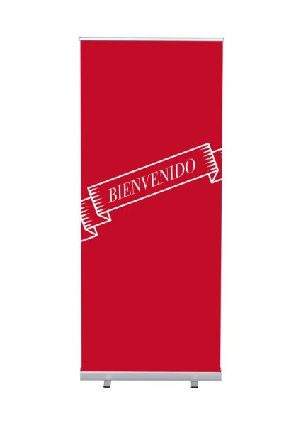 Showdown Displays Roll-Banner Budget 85 Komplettset Willkommen Rot Spanisch, RBB085LSFI401