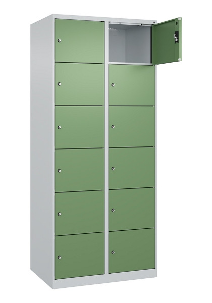 C+P Schließfachschrank Evolo PLUS, 12 Fächer, 1850x800x500mm, 7035/6011, 049000-226 S10010