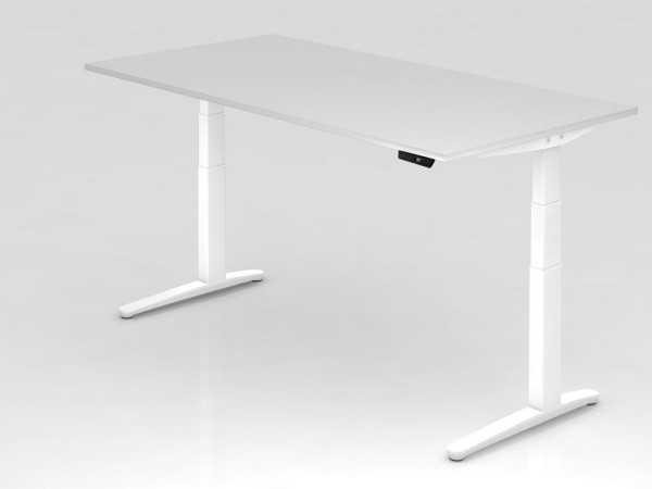 Hammerbacher Sitz-Steh-Schreibtisch elektrisch 200x100cm Weiß/weiß, Rechteckform, VXBHM2E/W/WW