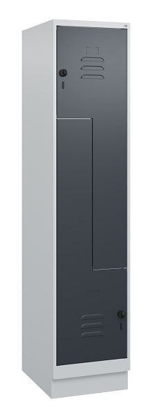 C+P Z-Spind Classic PLUS, Sockel, 2 Abteile, 1800x400x500mm, 7035/7016, Drehriegel, 0800237-122 S10008