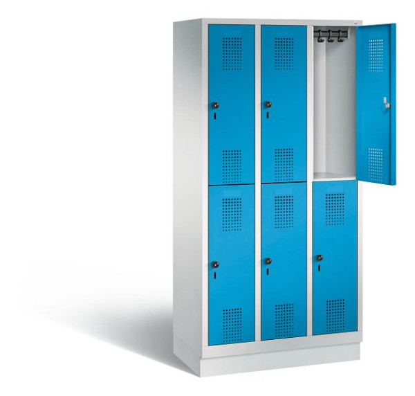 C+P Spind doppelstöckig Evolo, H1800xB900xT500mm, Farbe: Lichtgrau / Lichtblau, 48320-30 S10202