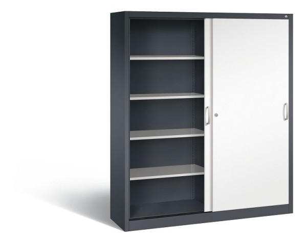 C+P Schiebetürenschrank Acurado, H1950xB1600xT400mm, Farbe: Schwarzgrau / Verkehrsweiß, Bügelgriff, 5 OH, 2140-00 S10221