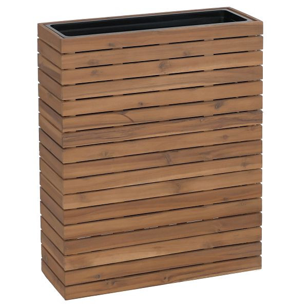 Mendler Pflanzkasten HWC-L21, Hochbeet Pflanzkübel Blumentopf, eckig 77x63x23cm Outdoor Akazie Holz FSC®-zertifiziert, hellbraun, 120485