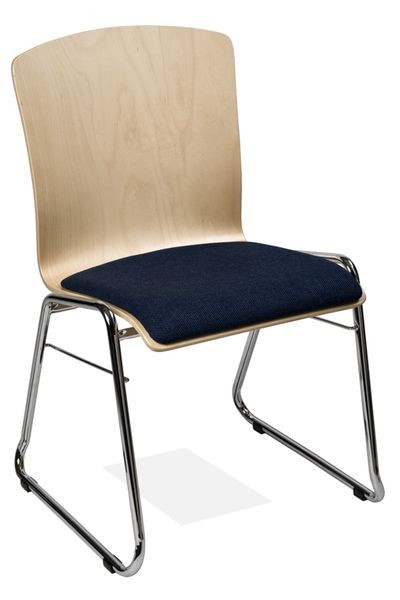 Kaiser-Sitzmöbel Stapelstuhl KS32FG-N3SP2, Form: N3, Kufengestell, Sitz gepolstert, mit Filzgleiter für Holz-Böden, VE: 6 Stück, KS32FG-N3SP2