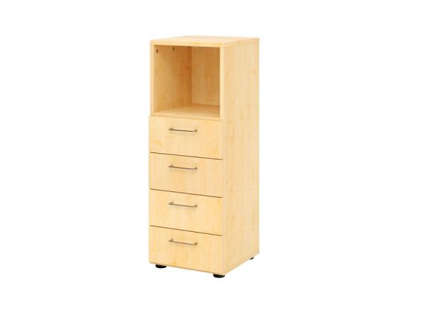 Hammerbacher Schubladenschrank 3OH, 4 Schübe 934S4 BS, Korpus: Ahorn / Front: Ahorn, 40x41,7x110 cm (BxTxH), 4 Schubkästen, Metallgriff BS, V934S4/3/3/BS