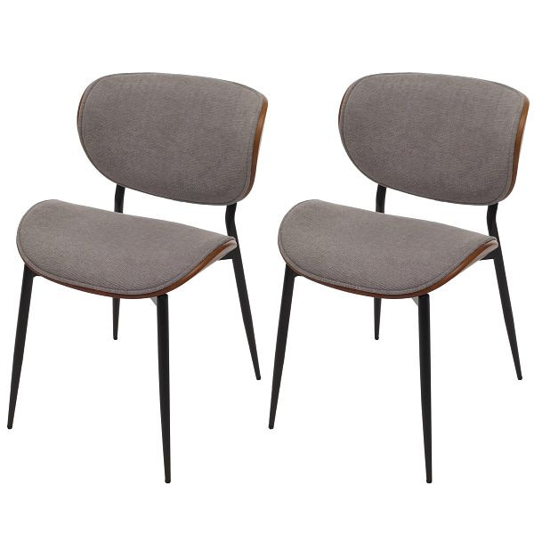 Mendler 2er-Set Esszimmerstuhl HWC-O45, Bugholz Stoff (370g/m²) Öko-Tex FSC, Walnuss-Optik, hellgrau, 118237