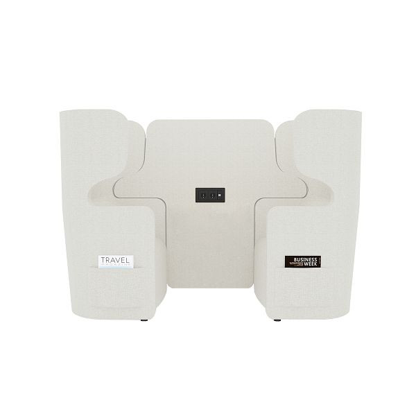 Bisley Raum in Raum Lösung Vivo, Zweisitzer, Hohe Rückenlehne, 2 Seitentaschen, 2 Steckdosen und 2 USB Anschlüsse, NE0643 wolkengrau, VIVH2SETPS2.NE0643
