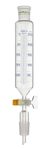 Rettberg Tropftrichter, 250 ml, Hülse NS 29/32, Kern NS 29/32, Glashahn 4 mm, graduiert, 134042236