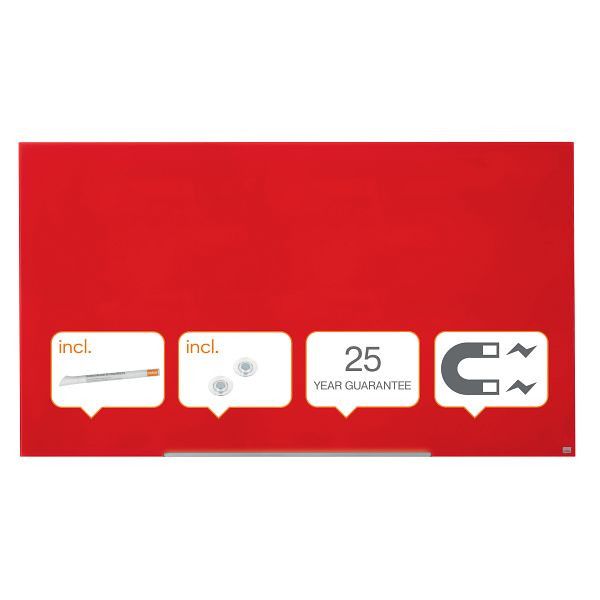 Nobo Impression Pro Whiteboard Glas Widescreen 85", Farbe: Rot, 1905186