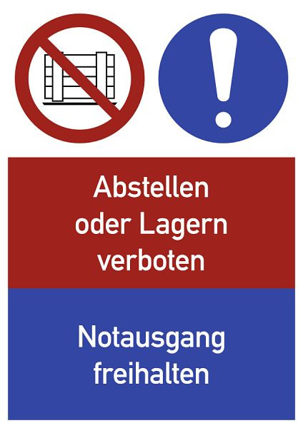 Moedel Notausgang freihalten..., Kombischild, Aluminium, 262x371 mm, 104583