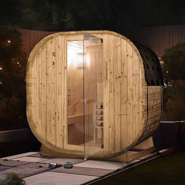 HOME DELUXE Outdoor Sauna aus Fichtenholz CUBE Größe L, 55737