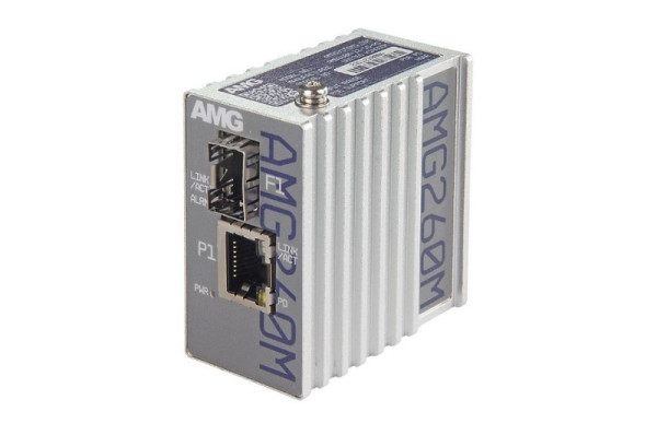AMG Systems Industrieller Mini Medienkonverter, Ports: 1x 10/100/1000Base-TX, Stromeingang über 802.3af/at/bt PoE, AMG260M-1G-1S-PD