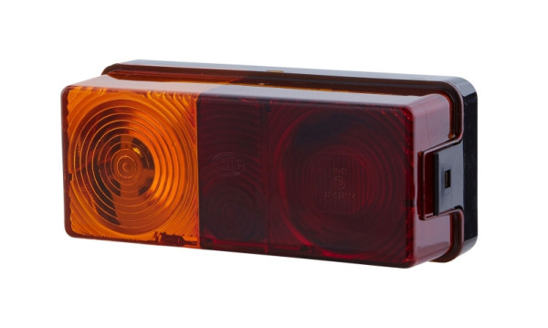 HELLA Heckleuchte, Glühlampe, 12/24V, Anbau/geschraubt, Lichtscheibenfarbe: rot/gelb, Stecker: Flachstecker, links, 2SD 998 531-017