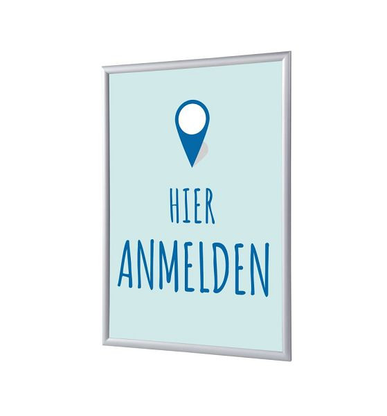 Showdown Displays Klapprahmen A4 Komplettset Hier Anmelden Blau Deutsch, KRA4G25LPPI454