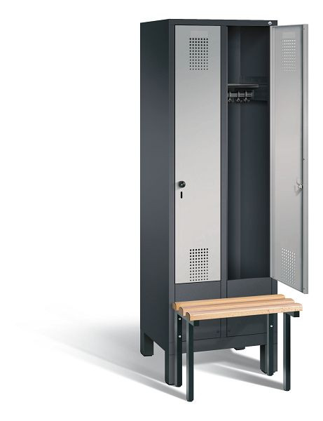 C+P Garderobenschrank Evolo, H1850xB610xT815mm, Farbe: Schwarzgrau / Weißaluminium, 48030-20 S10057
