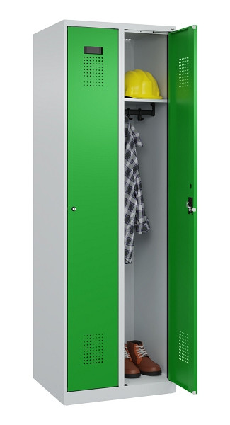 C+P Spind Evolo PLUS, 2 Abteile, 1850x600x500mm, 7035/6037, Verschluss Zylinderschloss, Ablageböden 2, 049000-20 S10038