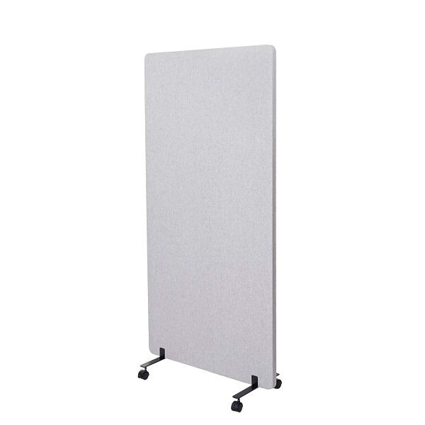 Mendler Akustik-Trennwand HWC-G77, Büro-Sichtschutz Raumteiler Pinnwand, doppelwandig rollbar Stoff/Textil, 167x80cm grau, 71954+71957