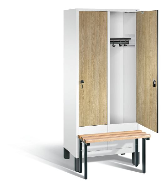 C+P Garderobenschrank Evolo, H1850xB810xT815mm, Farbe: Verkehrsweiß / Dekor Eiche Sereno, 48030-22 S10117