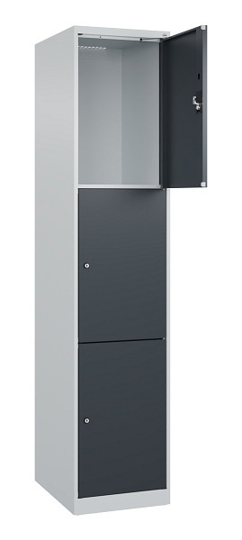 C+P Schließfachschrank Evolo PLUS, 3 Fächer, 1850x400x500mm, 7035/7016, 049000-123 S10012