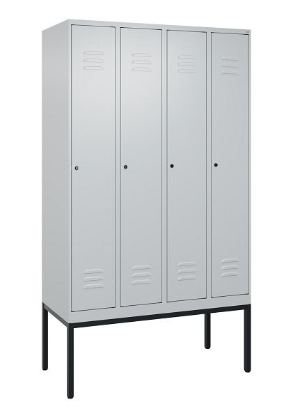C+P Umkleidespind Classic PLUS mit Mitteltrennwand, Gestell, 4 Abteile, 2120x1200x500mm, 7035/7035, Zylinderschlösser, 0800307-40F S10024