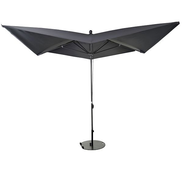 Mendler Luxus-Sonnenschirm HWC-A37, Marktschirm Gartenschirm, 3x3m (Ø4,24m) Polyester/Alu 10kg, anthrazit mit Ständer, 59345+59337