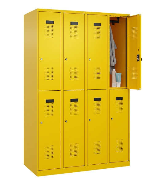 C+P Doppelstöckiger Spind Evolo PLUS, 8 Fächer, 1850x1200x500mm, 1023/1023, Zylinderschloss, 049300-40 S10049